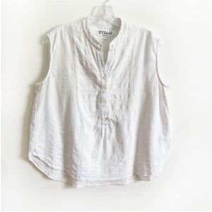 Derek Lam 10 Crosby shirt white cotton sleeveless boxy relaxed fit textured